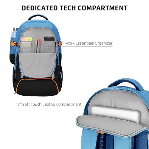 Safari Hunt 2 Rucksack Laptop Backpack Bag with Shoe Pocket, 2 Compartments, Compression Straps, Large Size Travel Bag for men & women, Boys & Girls, Outdoor Travel, Hiking, Trekking, Color Blue - Goyalsons ShopMax