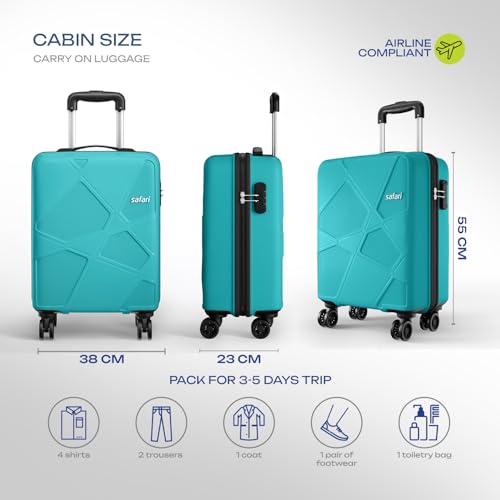 Safari Pentagon Pro 8 Wheels 55Cm Cabin Trolley Bag Hard Case
