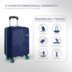Safari Cabin Pentagon Pro 8 Wheels 55Cm Trolley Bag Hard Case Polypropylene, 360º Wheeling Carry on Luggage for Men & Women, Suitcase for Travel, Navy - Goyalsons ShopMax
