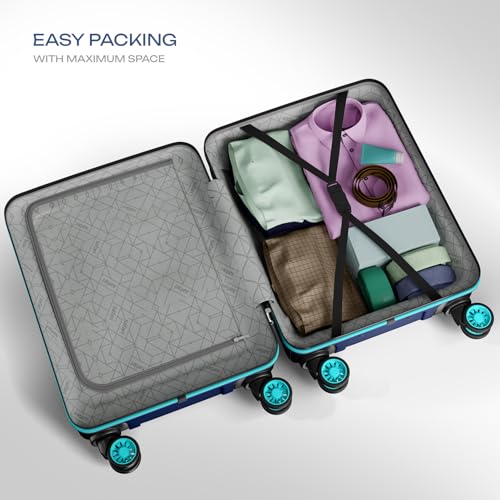 Safari Cabin Pentagon Pro 8 Wheels 55Cm Trolley Bag Hard Case Polypropylene, 360º Wheeling Carry on Luggage for Men & Women, Suitcase for Travel, Navy - Goyalsons ShopMax