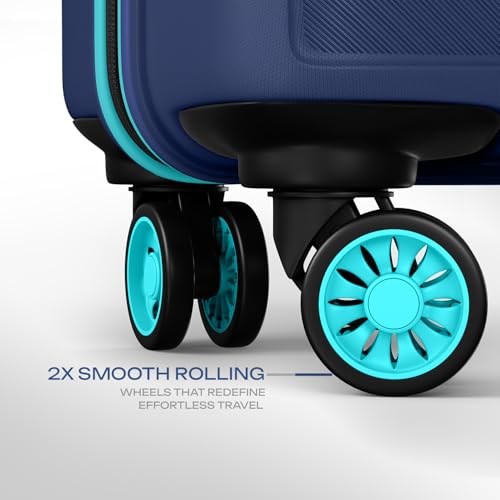 Safari Cabin Pentagon Pro 8 Wheels 55Cm Trolley Bag Hard Case Polypropylene, 360º Wheeling Carry on Luggage for Men & Women, Suitcase for Travel, Navy - Goyalsons ShopMax