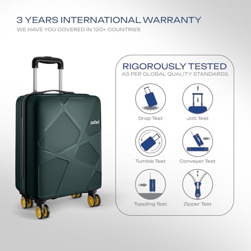 Safari Cabin Polypropylene Spinner Pentagon Pro 8 Wheels 55Cm Trolley Bag Hard Case, 360º Wheeling Carry-On Luggage for Men & Women, Travel Bag, Suitcase for Travel, Dusk Green - Goyalsons ShopMax