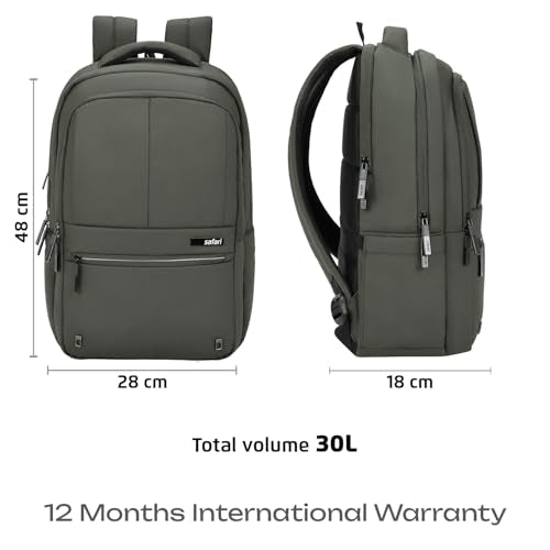 Safari Smart Plus 2 30L Formal Business Laptop Backpack Bag for Man & Women, Ideal for Office Use for men/School/College Boys and Girls, 2 Compartment, Antitheft pocket, Trolley Sleeve & Organizer