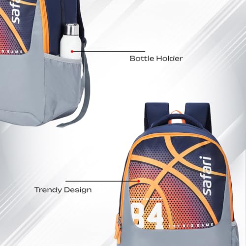 Safari Alpha 32L School bag for Boys and Girls, Office use/travel bag for man & women, Casual 2 Compartment Printed Large Men's Backpack Bags with Organizer, File holder, Color - Navy Blue