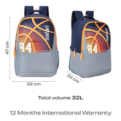 Safari Alpha 32L School bag for Boys and Girls, Office use/travel bag for man & women, Casual 2 Compartment Printed Large Men's Backpack Bags with Organizer, File holder, Color - Navy Blue