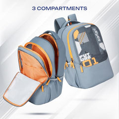 Safari Sigma 36L School bag for Boys and Girls, Office use/travel bag for man & women, Casual 3 Compartment Printed Large Men's Backpack Bags with Organizer, File holder, Color - Light Grey