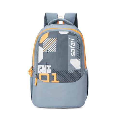Safari Sigma 36L School bag for Boys and Girls, Office use/travel bag for man & women, Casual 3 Compartment Printed Large Men's Backpack Bags with Organizer, File holder, Color - Light Grey