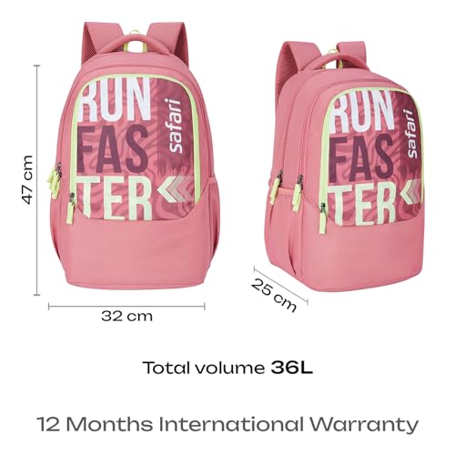Safari Sigma 36L School bag for Boys and Girls, Office use/travel bag for man & women, Casual 3 Compartment Printed Large Men's Backpack Bags with Organizer, File holder, Color - Dusky Pink