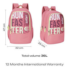 Safari Sigma 36L School bag for Boys and Girls, Office use/travel bag for man & women, Casual 3 Compartment Printed Large Men's Backpack Bags with Organizer, File holder, Color - Dusky Pink