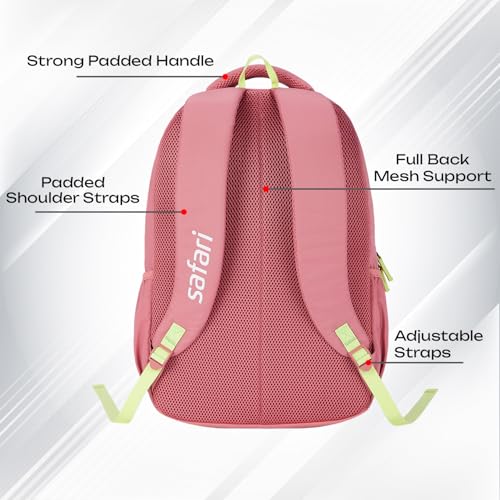 Safari Sigma 36L School bag for Boys and Girls, Office use/travel bag for man & women, Casual 3 Compartment Printed Large Men's Backpack Bags with Organizer, File holder, Color - Dusky Pink