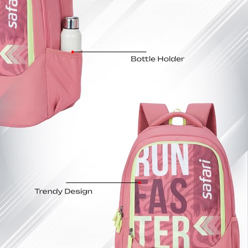 Safari Sigma 36L School bag for Boys and Girls, Office use/travel bag for man & women, Casual 3 Compartment Printed Large Men's Backpack Bags with Organizer, File holder, Color - Dusky Pink