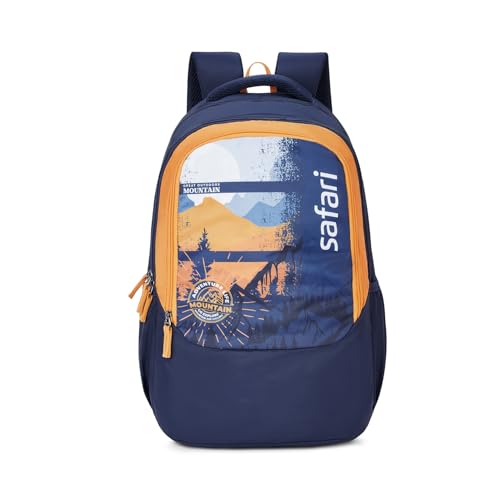 Safari Sigma 36L School bag for Boys and Girls, Office use/travel bag for man & women, Casual 3 Compartment Printed Large Men's Backpack Bags with Organizer, File holder, Color - Navy Blue