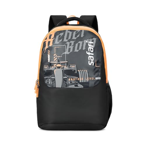 Safari Alpha 32L School bag for Boys and Girls, Office use/travel bag for man & women, Casual 2 Compartment Printed Large Men's Backpack Bags with Organizer, File holder, Color - Black