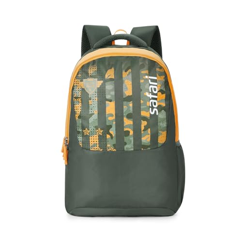 Safari Alpha 32L School bag for Boys and Girls, Office use/travel bag for man & women, Casual 2 Compartment Printed Large Men's Backpack Bags with Organizer, File holder, Color - Olive