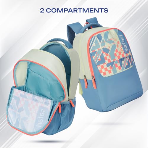 Safari Alpha 32L School bag for Boys and Girls, Office use/travel bag for man & women, Casual 2 Compartment Printed Large Men's Backpack Bags with Organizer, File holder, Color - Ivory