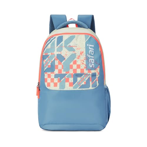Safari Alpha 32L School bag for Boys and Girls, Office use/travel bag for man & women, Casual 2 Compartment Printed Large Men's Backpack Bags with Organizer, File holder, Color - Ivory