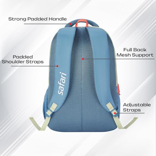 Safari Alpha 32L School bag for Boys and Girls, Office use/travel bag for man & women, Casual 2 Compartment Printed Large Men's Backpack Bags with Organizer, File holder, Color - Ivory