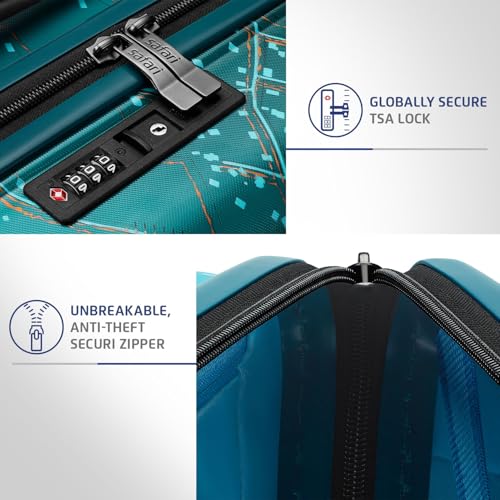 Safari Select Brooklyn 77 Cms Check-in Trolley Bag Hard Case Polycarbonate 8 Wheels with 360 Degree Rotation, Recessed TSA Lock, Anti-Theft Zipper, Trolley Bags for Travel, Suitcase for Travel, Teal - Goyalsons ShopMax