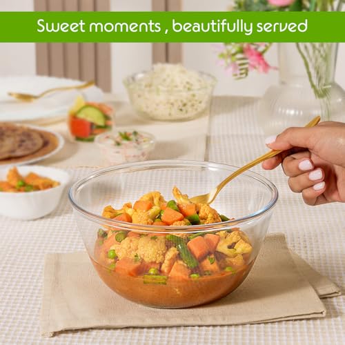 Borosil Glass Mixing & Serving Bowl, Oven & Microwave Safe Bowl, 500 ml, Borosilicate Glass, Clear