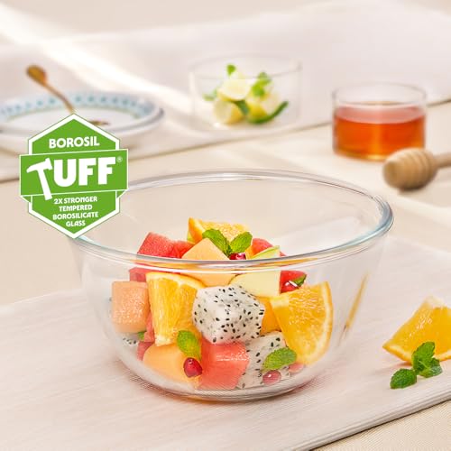 Borosil Glass Mixing & Serving Bowl, Oven & Microwave Safe Bowl, 500 ml, Borosilicate Glass, Clear