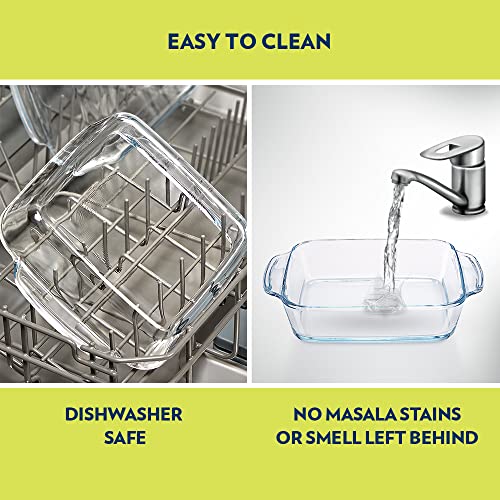 Borosil 1.6 L Baking & Serving Dish with Handle | Square Shape Bowl Container | Borosilicate Glass Bakeware and Serveware Casserole Dish Tray | Microwave, Oven & Dishwasher Safe | Transparent