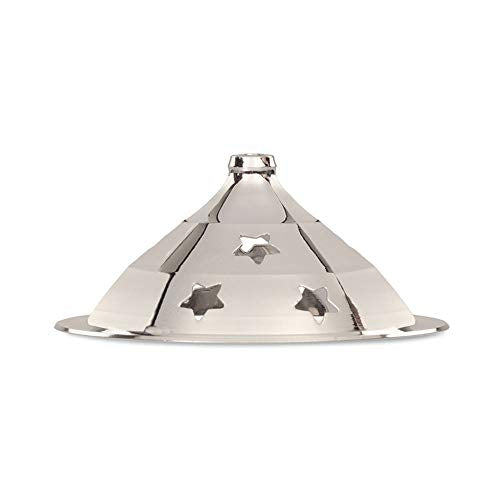 Borosil Large Nickel Akhand Diya Decorative Glass Oil Lamp | Tea Light Holder | Diya with Borosilicate Glass | Puja Dia for Mandir | Lantern Diya with Glass Cover, Nickel Diya