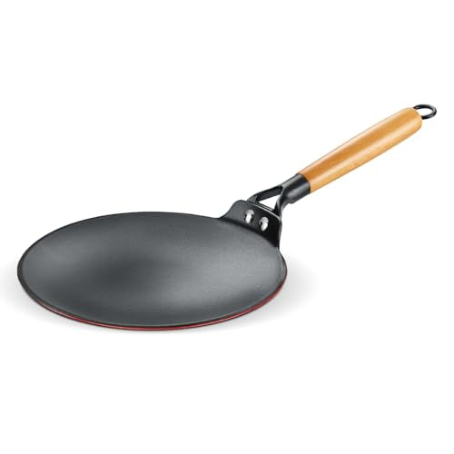 Prestige Castlite Enamel Coated Lightweight Cast Iron Concave Tawa 25cm | High Heat Retention, Rust-Proof | Gas & Induction Compatible | Low-Oil Cooking | Stay-Cool Handle | Easy Clean | 15Y Warranty