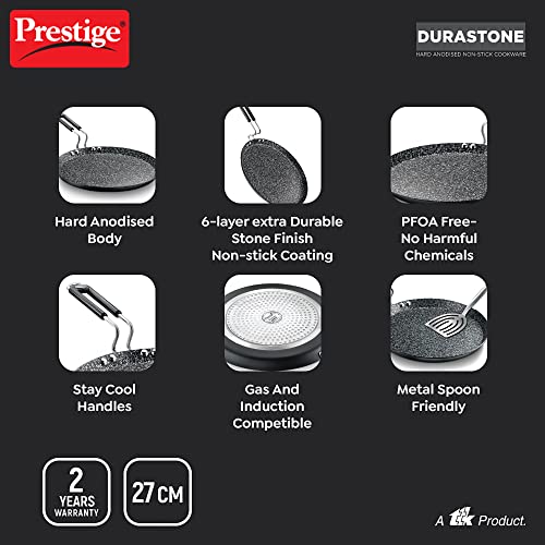 Prestige Durastone Hard Anodised 6 Layer Non-Stick Omni Tawa, 27 cm (Black) - Goyalsons ShopMax