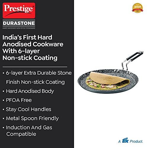 Prestige Durastone Hard Anodised 6 Layer Non-Stick Omni Tawa, 27 cm (Black) - Goyalsons ShopMax