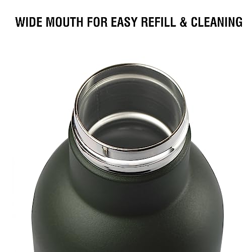 Cello Duro Tuff Steel Series Mac Flask, 900ml, Green | Hot and Cold Stainless Steel Water Bottle | Durable DTP Coating |Vacuum Insulated Bottle for Travel, Home, Office, School