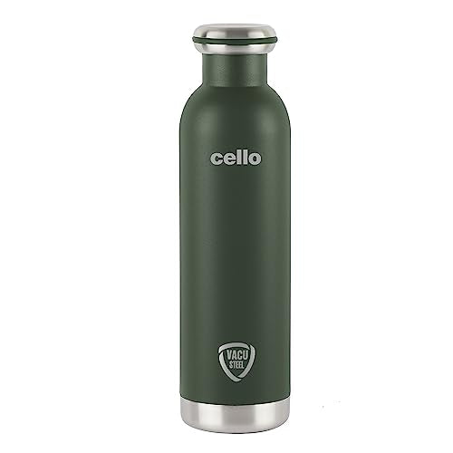 Cello Duro Tuff Steel Series Mac Flask, 900ml, Green | Hot and Cold Stainless Steel Water Bottle | Durable DTP Coating |Vacuum Insulated Bottle for Travel, Home, Office, School