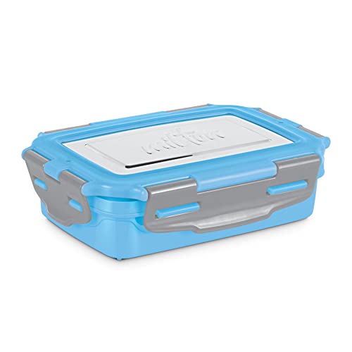 Milton Steely Super Deluxe Insulated Inner Stainless Steel Small Tiffin Box, 400 ml, with Inner Stainless Steel Container, 120 ml and Spoon, Sky Blue | Kids Lunch Box | Easy to Carry | Easy to Clean
