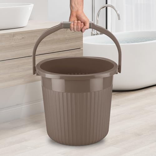 Milton Ritz 20 Plastic Bucket with Handle, 18 litres, Biskit | Home | Bathing | Storage | Bathroom | Multipurpose | Easy to Carry