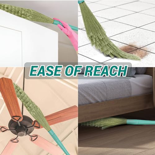 Spotzero By Milton Zero Dust Floor Broom with Long Handle, XL, No Dust Broom Stick for Home Floor Ceiling Cleaning Jhadu, Made of Washable Fibers, 3X Durable, Pack of 1, Aqua Green