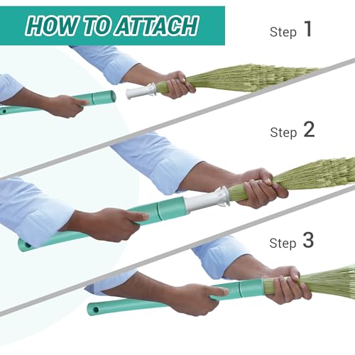 Spotzero By Milton Zero Dust Floor Broom with Long Handle, XL, No Dust Broom Stick for Home Floor Ceiling Cleaning Jhadu, Made of Washable Fibers, 3X Durable, Pack of 1, Aqua Green