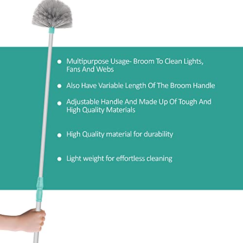 Spotzero by Milton Plastic Web Blaster Jala Cleaning Broom/Brush with Long Extendable Handle and Flexible bristles (Aqua Green)
