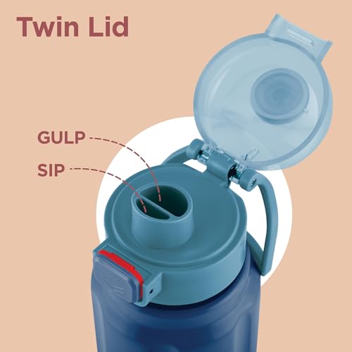 Milton Taurus 900 Steel Thermoware, Inner Stainless Steel, PU Insulated, Leak Proof Water Bottle for School Kids, Office, Gym, Easy to Carry Handle, 665 ml, Dark Blue