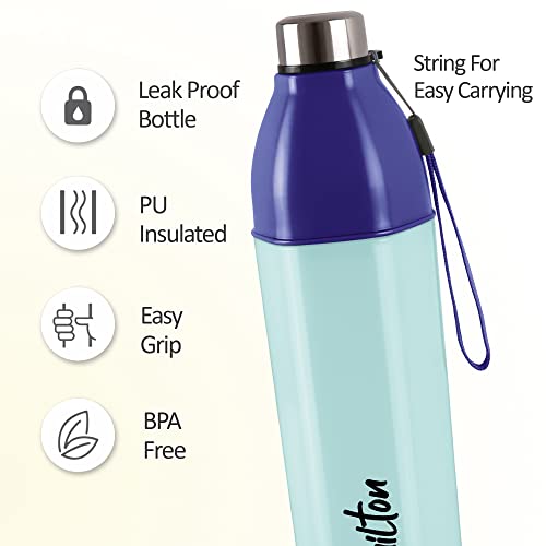 MILTON Essential Gift Set, Kool Hexone Insulated Bottle, 720 ml and Econa Inner Stainless Steel Insulated Lunch Box, 900 ml, Blue | Leak Proof | BPA Free | Easy to Carry | PU Insulated | Food Grade