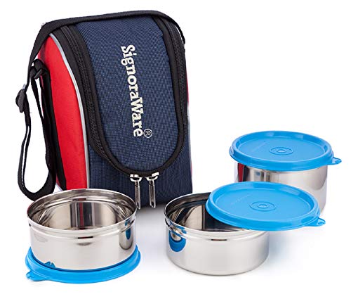 Signoraware Executive Maxx Fresh Medium Stainless Steel Lunch Box, Blue