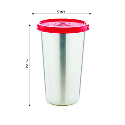 SignoraWare stainless steel pink tumbler with lid, portable and airtight, ideal for hiking, travel, gym, office, outdoors, 420ml capacity.