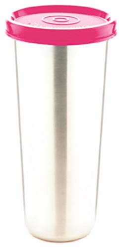 SignoraWare stainless steel pink tumbler with lid, easy to carry, airtight, ideal for hiking, travel, gym, office, outdoors, 420ml