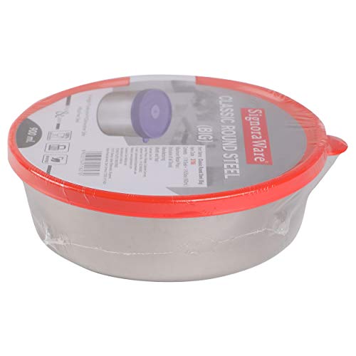 Signoraware Classic Round Big Steel Lunch Box, 900ml, 1 Piece