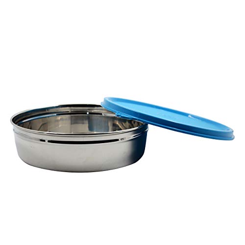 Signoraware Classic Steel Round Container (Small), 650 ml, 1 Piece, Sky Blue