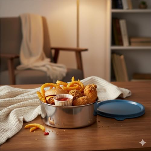 SignoraWare Store Well Stainless Steel Container | Airtight & Leakproof | Microwave Safe | Durable & Compact | Ideal for Carrying Meal, Snacks & Salads | Best for Office & Outdoors (800ml | EBlue)