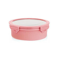 Signoraware Lock N Store Microsafe Stainless Steel Round Container | Airtight & Leakproof | Compact & Lightweight | Ideal for Office, School, Travel & Outdoor Use (400ml | Pink) - Goyalsons ShopMax