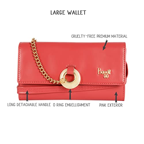Baggit Women Pink Wallet Large Size | Ladies Stylish Sling Purse Bag | Credit Card Money Holder