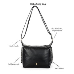 Baggit Women's Self Design Semi Pu Hobo Bag With Long Adjustable Strap | Ladies Purse Handbag | Stylish Shoulder Bag | Stylish Crossbody Bags For Women|Gift for Women (Black)