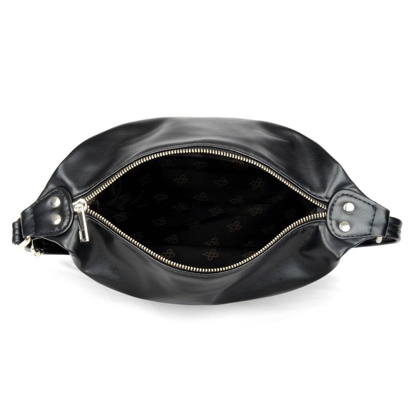 Baggit Women's Self Design Semi Pu Hobo Bag With Long Adjustable Strap | Ladies Purse Handbag | Stylish Shoulder Bag | Stylish Crossbody Bags For Women|Gift for Women (Black)