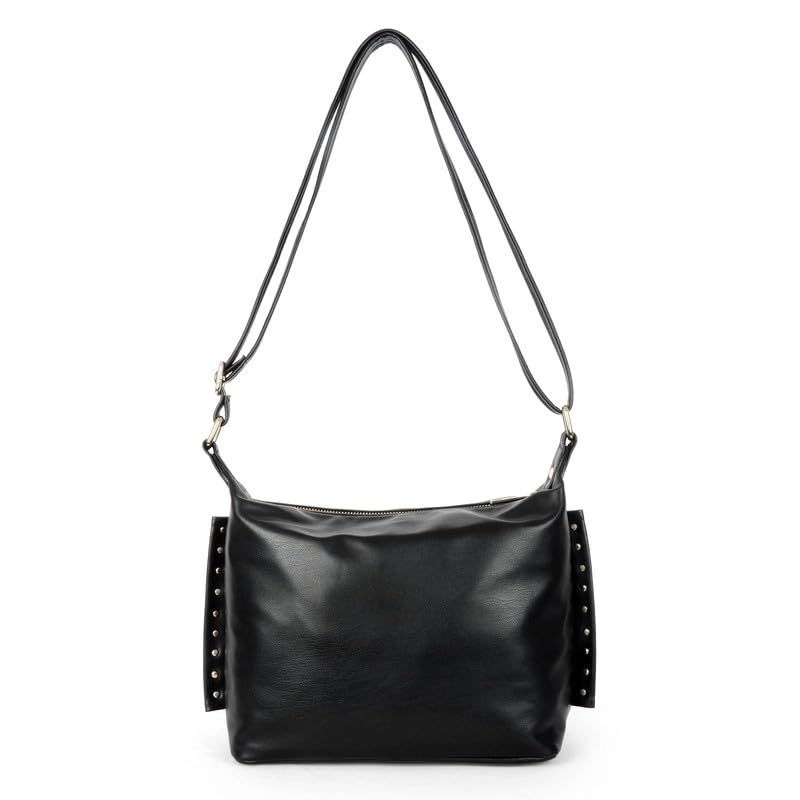 Baggit Women's Self Design Semi Pu Hobo Bag With Long Adjustable Strap | Ladies Purse Handbag | Stylish Shoulder Bag | Stylish Crossbody Bags For Women|Gift for Women (Black)