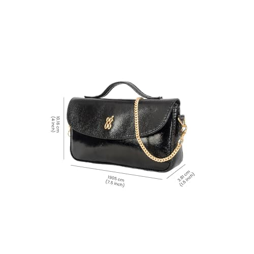 Baggit Women's Black Chain Sling Bag | Mobile Bag | Ladies Purse Handbag | Clutch Bag | Detachable Sling Strap